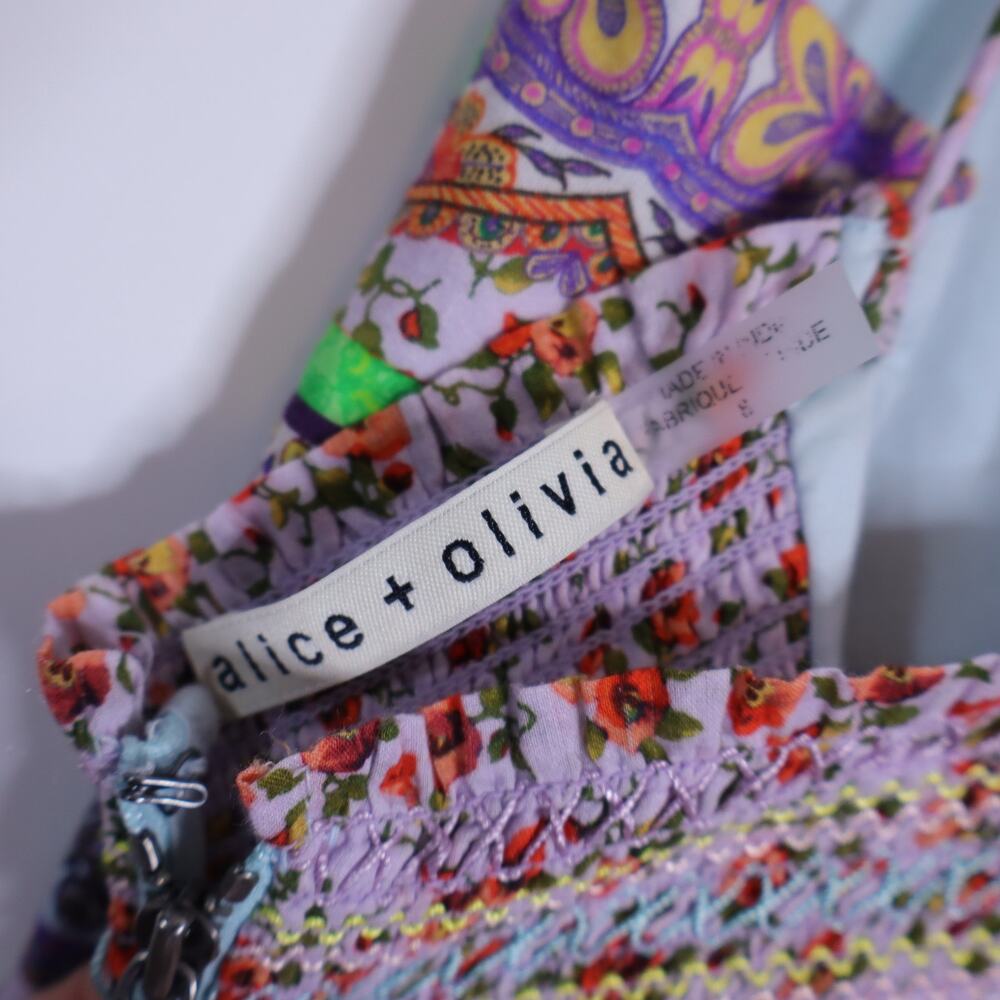 ALICE + OLIVIA Minka Tassel Fringe Maxi Dress Ritzy Multi Tie Front Women's 8 - Picture 11 of 16